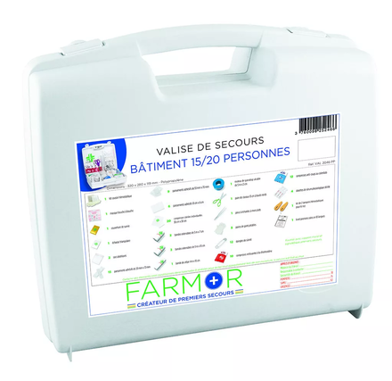 VALISE DE SECOURS FARMOR BÂTIMENT 15/20 PERSONNES-VAL2046PP