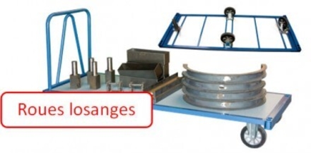 Chariot 1200 kg 1600 x 800 mm 1 dossier tube roues losange FIMM - 800007214