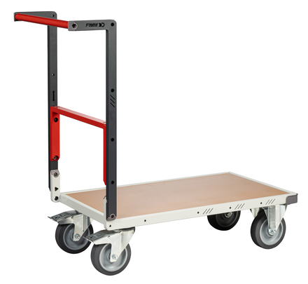 Chariot monté dossier repliable 850x500 mm plateau médium roues TPE 400 kg - FIMM - 806721241