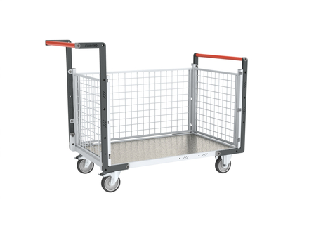 Chariot modulaire grillagé 2 dossiers + 1 ridelle plateau 1000x600 mm 250 kg - FIMM - 806724254