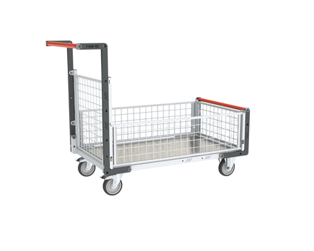 Chariot modulaire grillagé 1 dossier et 3 demi-ridelles plateau 1000x600 mm 250 kg - FIMM - 806724256