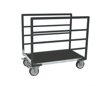 Chariot avec 2 ridelles et plateau bois avec tapis caoutchouc 1000x600 mm 500 kg - FIMM - 806724533