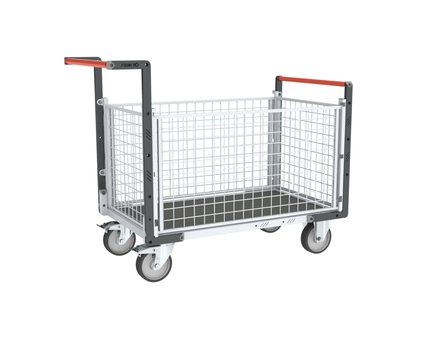 Chariot grillagé avec 2 dossiers + 2 ridelles et plateau 1000x600 mm 500 kg - FIMM - 806724565