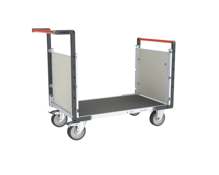 Chariot modulaire - 2 dossiers + plateau bois avec tapis caoutchouc 1000x600 mm 500 kg - FIMM - 806724592