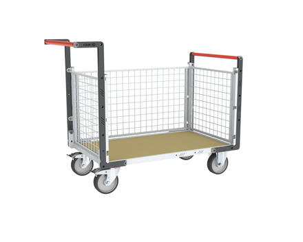 Chariot grillagé avec 2 dossiers + 1 ridelle et plateau 1200x800 mm 500 kg - FIMM - 806724644