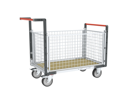 Chariot grillagé avec 2 dossiers + 2 ridelles et plateau 1200x800 mm 500 kg - FIMM - 806724645
