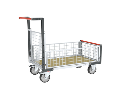 Chariot grillagé 1 dossier + 3 demi-ridelles et plateau 1200x800 mm 500 kg - FIMM - 806724646