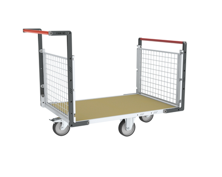 Chariot modulaire grillagé 2 dossiers + plateau bois 1200x800 mm 500 kg - FIMM - 806724742