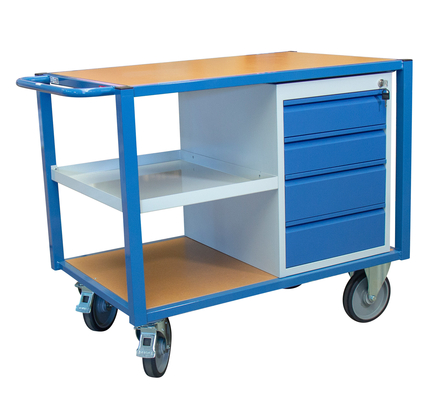 Servante 500 kg 2 plateaux 1060x680 bloc tiroirs+étagère FIMM - 880002989