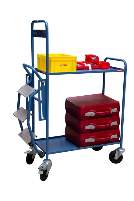 Servante escabeau 250 kg 2 plateaux tôle 935x435 mm FIMM - 880008418