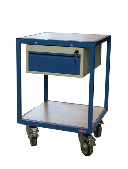 Servante 400kg 2 plateaux bois 600x600 mm 1 tiroir tôle FIMM - 880010598