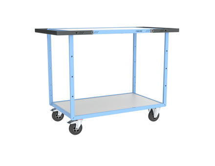 Servante mécano-soudée double poignées 2 plateaux mélaminé 850x500 mm, roues CC, 250 kg - FIMM - 880701511
