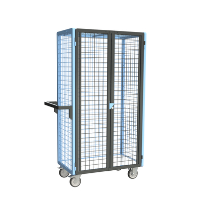 Servante grillagée 4 côtés - verrouillable - plateau bois, 850x500 mm, 250 kg - FIMM - 880725113