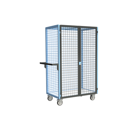 Servante grillagée 4 côtés, verrouillable, plateau bois, 1000x600 mm, 250 kg - FIMM - 880725123