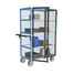 Servante grillagée 4 côtés, verrouillable, avec 3 étagères, plateau tôle galva, 1000x600 mm, 500 kg - FIMM - 880725256