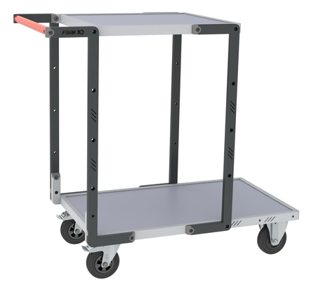 Servante montée 2 plateaux mélaminé + roues CC 250 kg - FIMM - 886721111