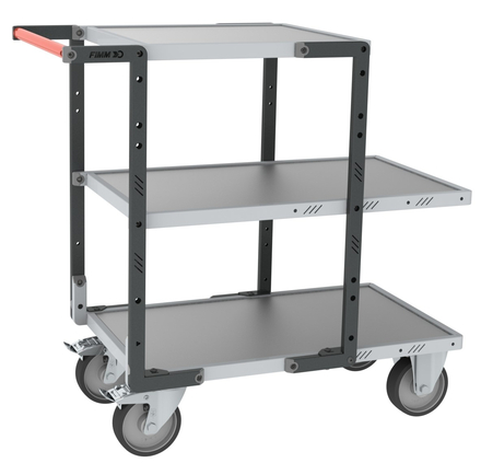 Servante montée 3 plateaux tôle galva + roues TPE 400 kg - FIMM - 886721345