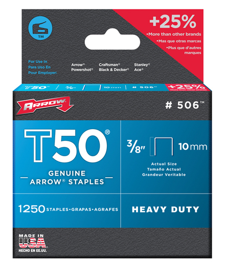 Boite de 1250 Agrafes T50 - 10mm ARROW - 31003