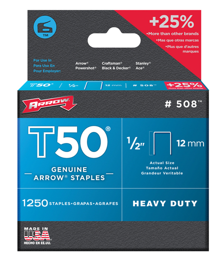 Boite de 1250 Agrafes T50 - 12mm ARROW - 31004