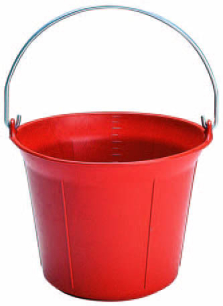 Seau de maçon 11L VINMER plastique couleur rouge avec œillet - 112101