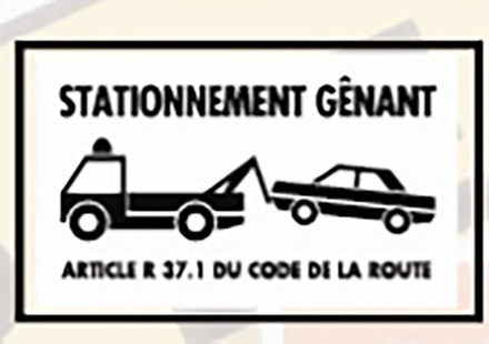 Plaque 'stationnement gênant mise en fourrière' . 330 x 200 - PP VINMER - 382011