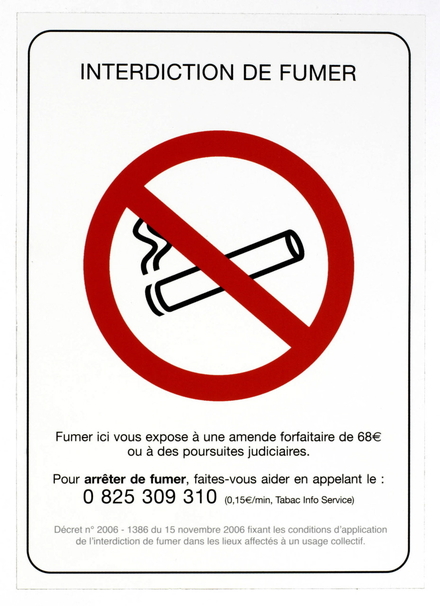 Plaque 'emplacement fumeur', vinyle adhésif, 150 x 210 VINMER - 385002