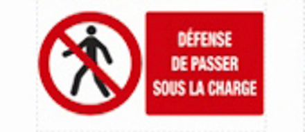 Plaque 330x200 'Défense de passer sous la charge' VINMER - 386008