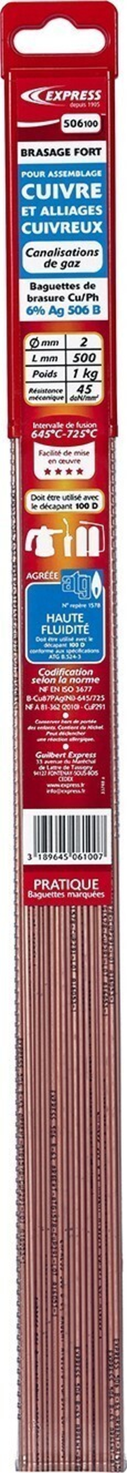Baguettes de brasure pour canalisations et gaz EXPRESS - 506100