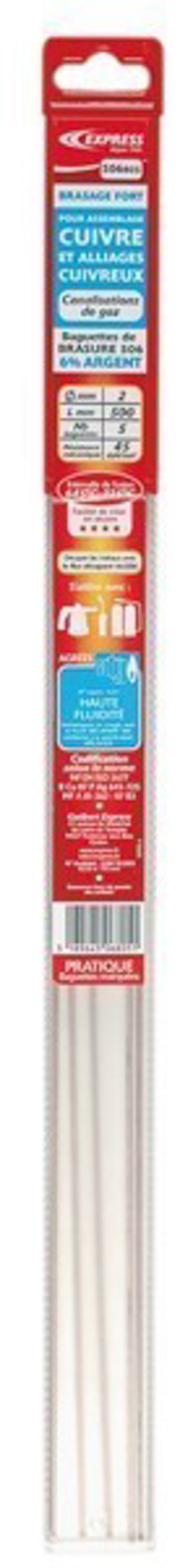 Baguettes de brasure Cuivre Ph 6% Argent agrée ATG (Gdf) EXPRESS - 506805