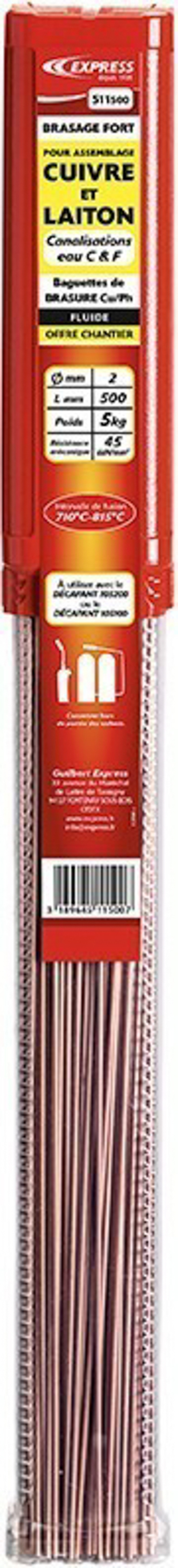 BAGUETTES DE BRASURE POUR CANALISATIONS EAU CHAUDE ET FROIDE - EXPRESS - 511500