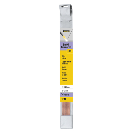 10 BAGUETTES ACIER CUIVRE Ø 2mm - L. 500mm - GYS - 047174