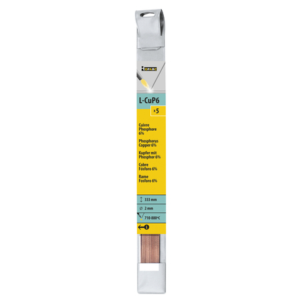 5 BAGUETTES CUIVRE PHOSPHORE 6% Ø 2mm - L. 333mm - GYS - 047181