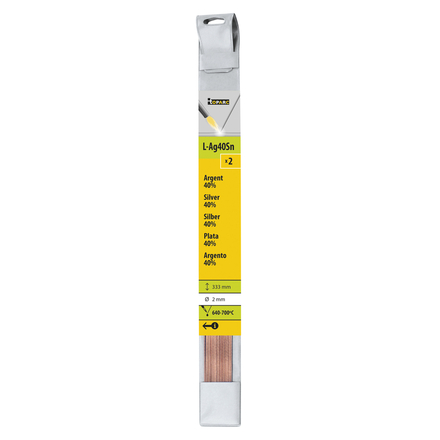 2 BAGUETTES ARGENT 40% Ø 2mm - L. 333mm - GYS - 047273