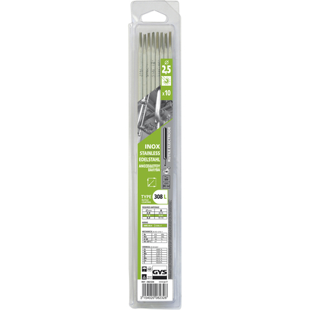 10 ÉLECTRODES 308L INOX Ø2,5 - BLISTER - GYS - 082328