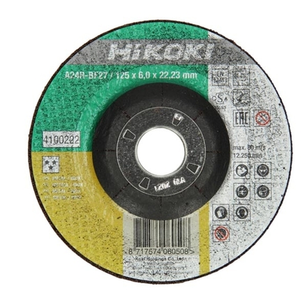 Disque de meulage pour métal et Inox 115x6 mm concave - HIKOKI - 4100221