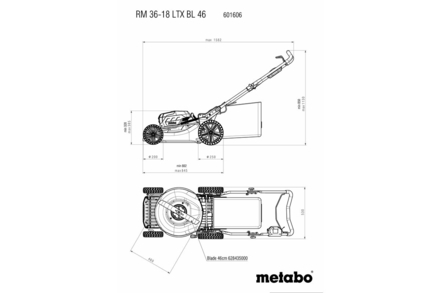 Tondeuse 36-18 V RM 36-18 LTX BL 46 - METABO - 601606650