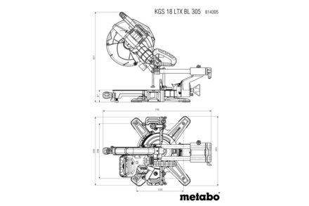 Scie à onglets radiale 18 V KGS 18 LTX BL 305 - METABO - 614305850