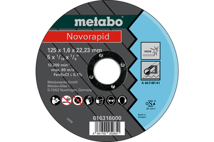 Novorapid 125 x 1,6 x 22,23 Inox, TF 41 - METABO - 616316000