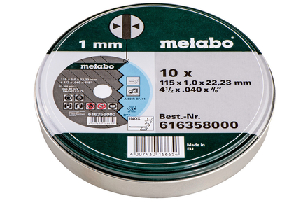 10 meules de tronçonnage SP 115 x 1,0 x 22,23 Inox, TF 41 - METABO - 616358000