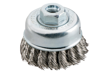 Brosse boisseau 65x0,35 mm/ M 14, acier inoxydable, torsadé - METABO - 623801000