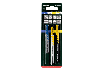 Assortiment 1 de lames de scies sauteuses, bois+métal, 3 pièces - METABO - 623968000