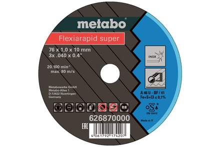 5 Flexiarapid Super 76x1,0x10,0 mm Inox, TF 41 - METABO - 626870000