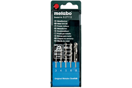 Coffret de forets HSS-G, 5 pièces E 6,3 - METABO - 627112000