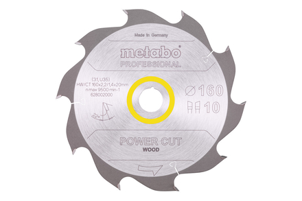 Lame de scie « power cut wood - professional », 160x20, Z10 WZ 22° - METABO - 628002000
