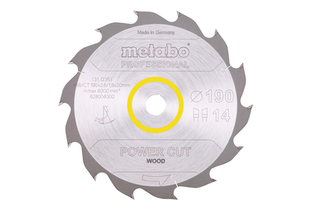 Lame de scie « power cut wood - professional », 190x20, Z14 WZ 25° - METABO - 628004000