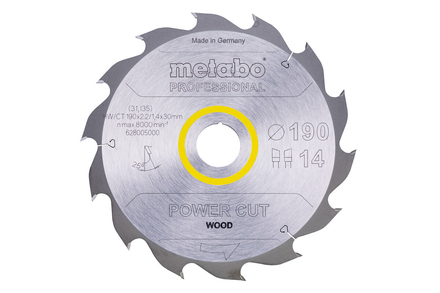 Lame de scie « power cut wood - professional », 190x30, Z14 WZ 25° - METABO - 628005000