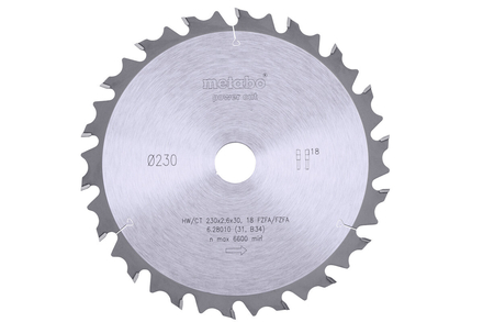 Lame de scie « power cut wood - professional », 230x30, Z18 FZ/FA 10° - METABO - 628010000