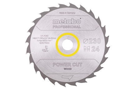 Lame de scie « power cut wood - professional », 230x30, Z24 WZ 20° - METABO - 628011000