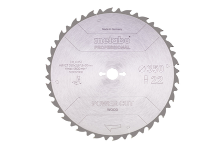 Lame de scie « power cut wood - professional », 350x30, Z22 FZ 22° - METABO - 628017000