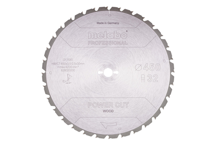 Lame de scie « power cut wood - professional », 450x30 Z32 TZ 10° - METABO - 628020000